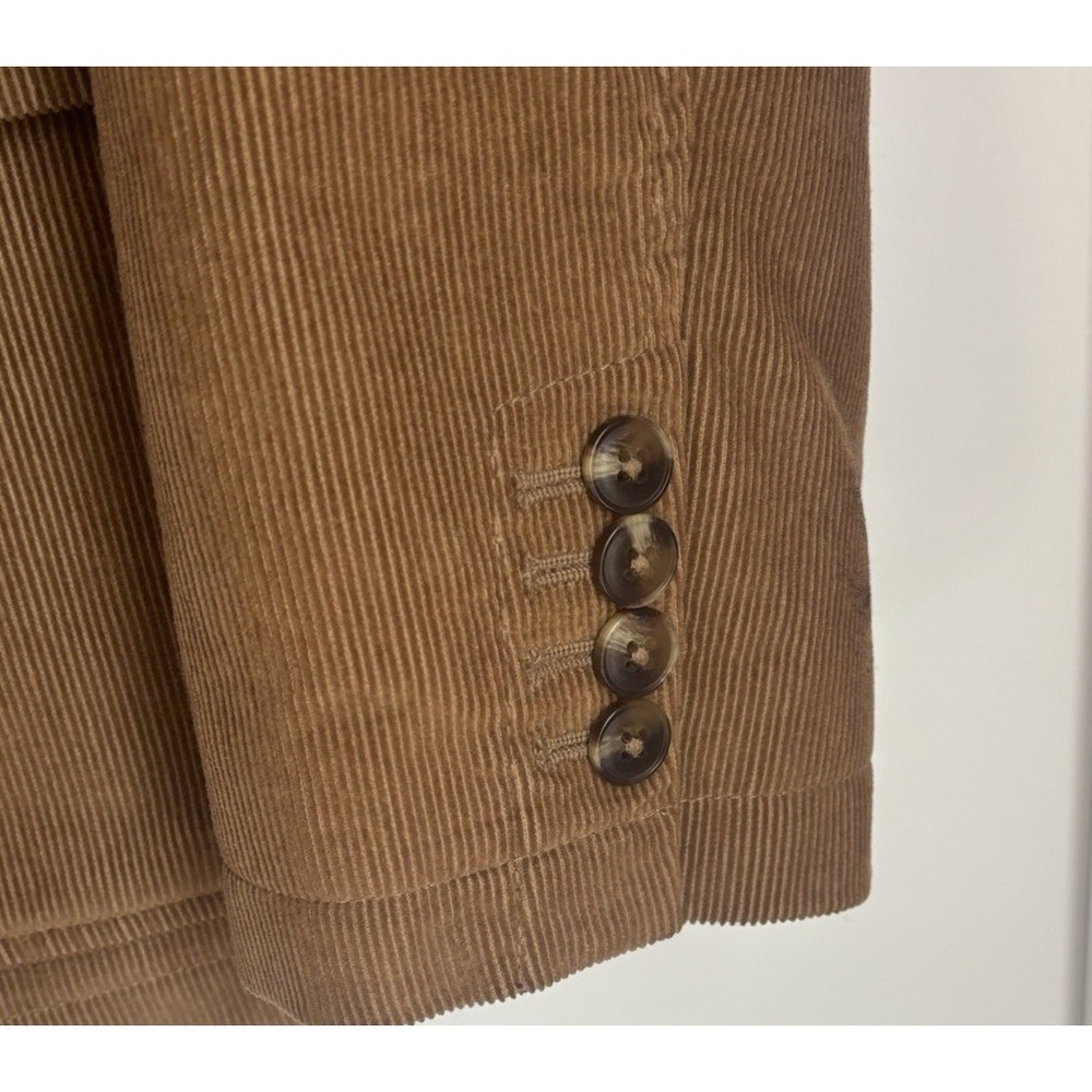 L.L. Bean Men Tan Brown Corduroy Blazer Jacket 40 Tall 3Button Plaid Lined 0J5C8 - Picture 4 of 14
